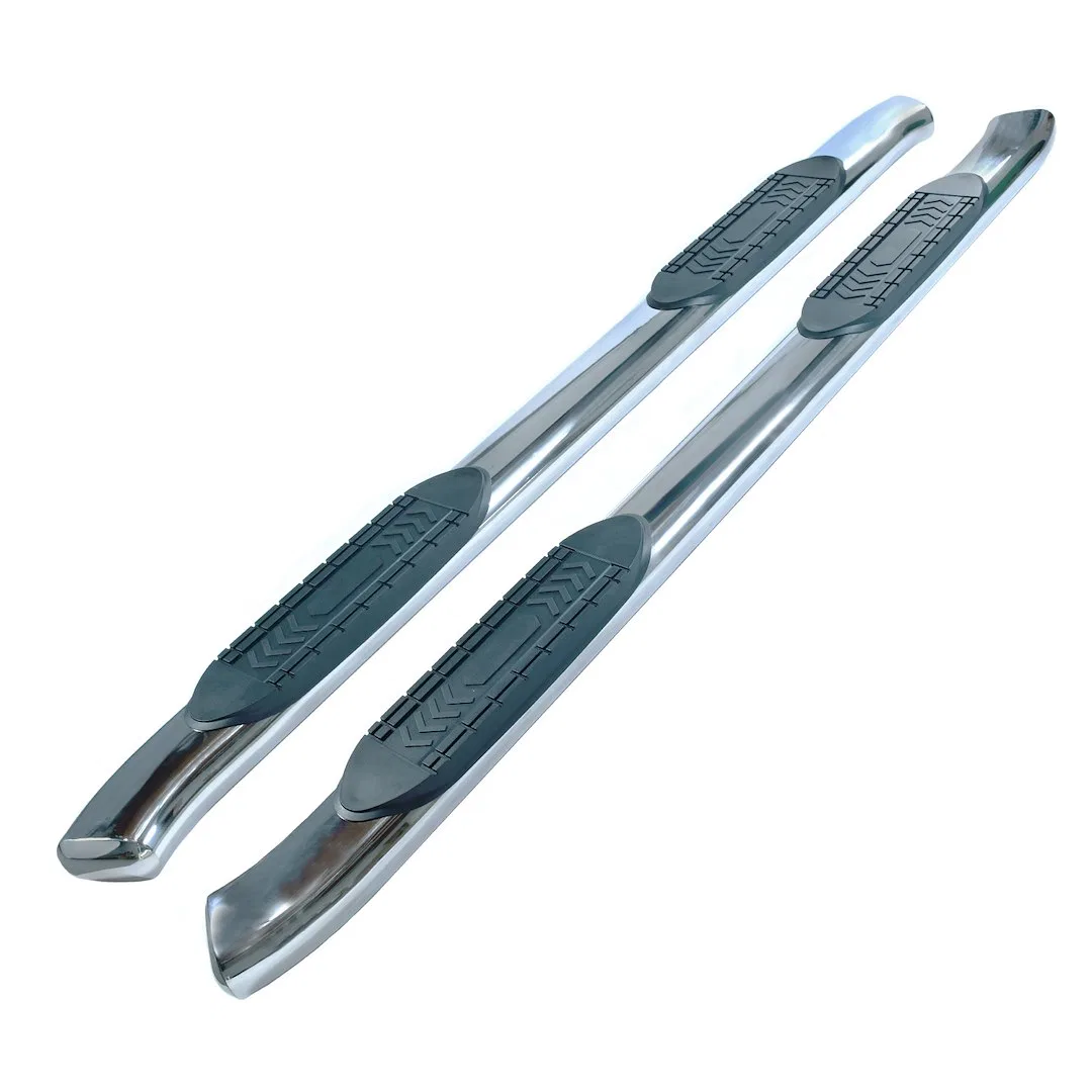 A8239S – TRAILFX Nerf Bar, With Step Pads 6 Inch Oval Bent Polished Stainless Steel With Welded End Caps Rocker Panel...